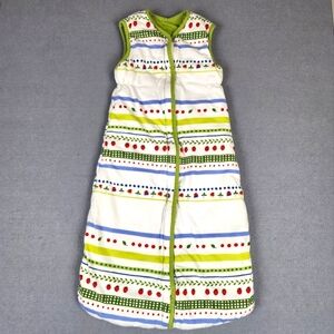 Baby Sleeveless Zip Sleeping Bag   Green and White 28" Long Stripes Strawberries